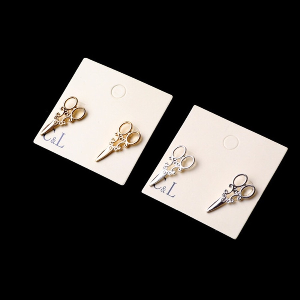Ornate Small Scissor Stud Earrings - Picture 3 of 8